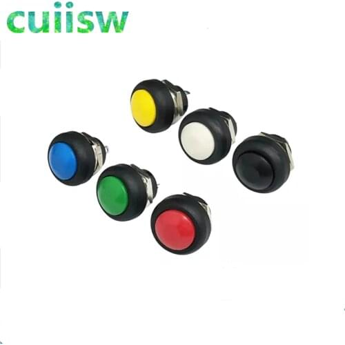 1Pcs 2Pin Mini Switch 12mm 1A waterproof switch PBS33B 12v momentary Push button Switch reset Non-locking PBS-33B