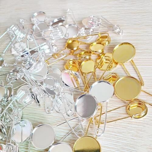 10Pcs/Lot 14 20mm Copper Brooch Base Pins Brooch Settings Blank Bezel Cabochon Base For DIY Jewelry Making Accessories