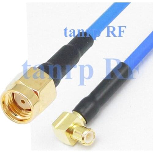 15CM coaxial Sexi Flexible blue jacket jumper cable RG405 6in RP SMA male to MCX male both right angle RF 3G 4G router WIFI