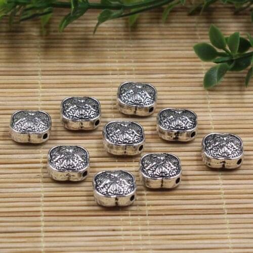 20pcs/lot Vintage Tibetan Silver Ruyi Alloy Spacer beads 11.5x11.5mm Buddha Lucky Decoration Charms DIY Jewelry Making Materials