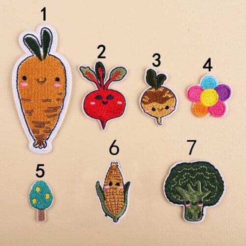 20pcs Cartoon Carrot Vegetable Corn parches ropa Applique Embroideried Iron On Patches For Clothing Pants Shoes Jacket Patchwork