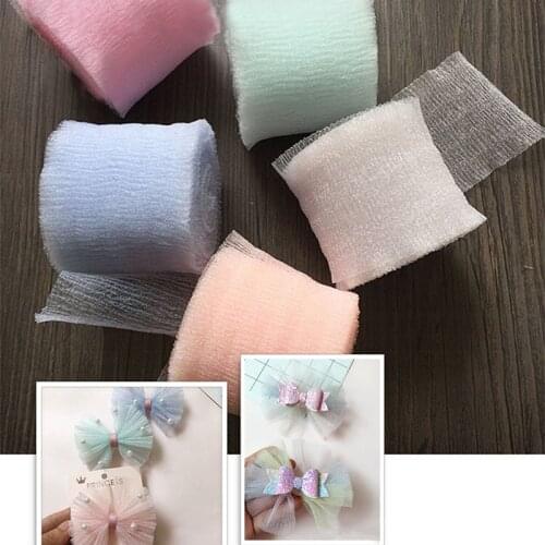 5 meters 60mm Solid Color Wrinkle Organza Satin Ribbon DIY Crafts Gift Bouquet Wrapping Bow Sewing Accessories