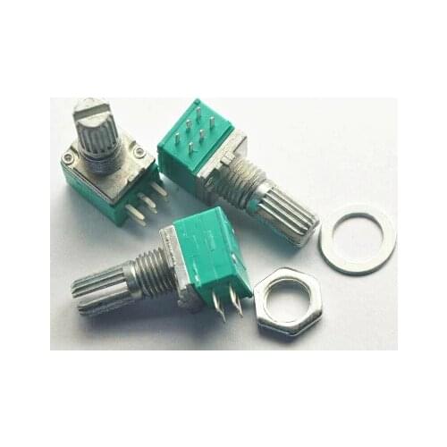 5pcs x 6pin RK097G B5K B10K B20K B50K B100K B500K 15mm duplex potentiometer audio 097 sealed potentiometer