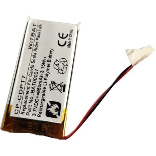 3.7V 850mAh Battery for Cardo Scala Rider PackTalk BAT00007 Bluetooth Headset Battery Li-Polymer Rechargeable Accumulator