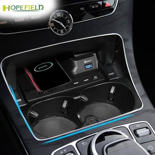 Car power charger for Mercedes Benz GLC C180 C200 C260 C Class W205 for AMG C43 C63 wireless charging phone holder for iphone se