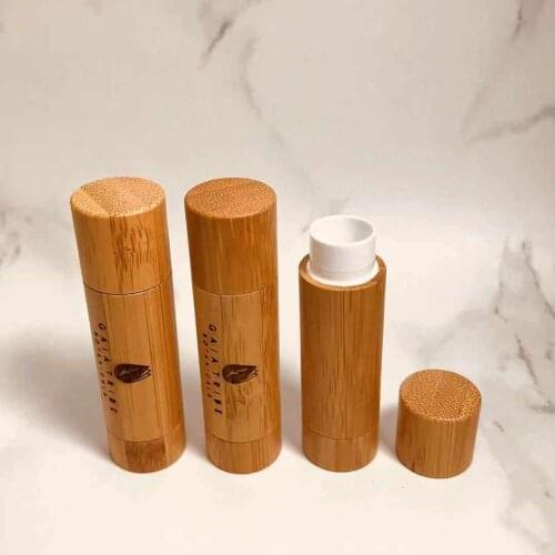 OEM logo Bamboo Empty Lip Gross Container Lipstick Tube DIY Container Lip Balm Tubes Creative design wooden Lipstick Tube