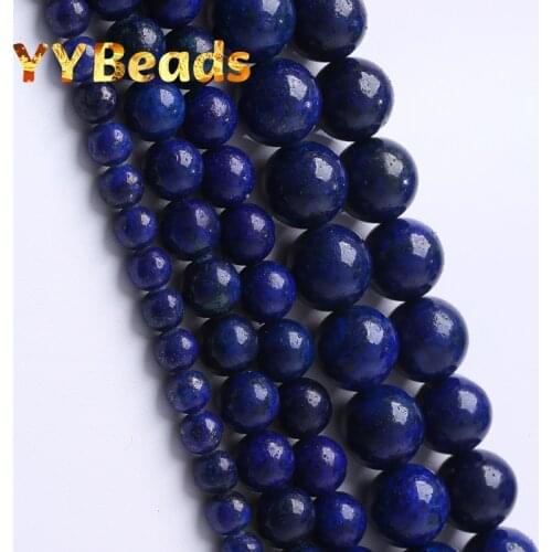 Wholesale Natural Lapis Lazuli Stone Beads Dyed Stone Round Spacer Beads For Jewelry Making Charm Bracelets 15" 4 6 8 10 12 14mm