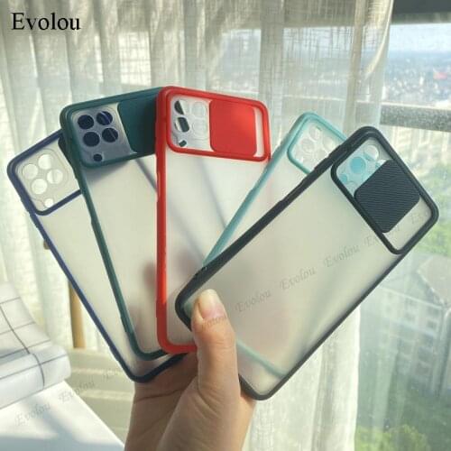 Matte Slide Camera Lens Protection Cover for Samsung A22 A32 A52 A72 A42 A12 Quantum 2 A82 Candy Color Shockproof Phone Case