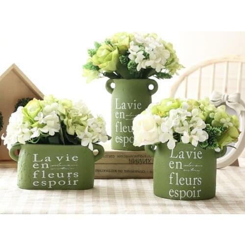 Home Decor Ornaments Green Ceramic Vase Figutines Artware Vase Bookcase Decoration 1 Piece Free Shipping