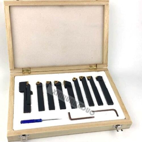 Turning tool holder 12mm 9pcs Indexable Carbide Turnnig Tools Lathe Cutting Tools Set With Titanium Inserts For Mini Lathe