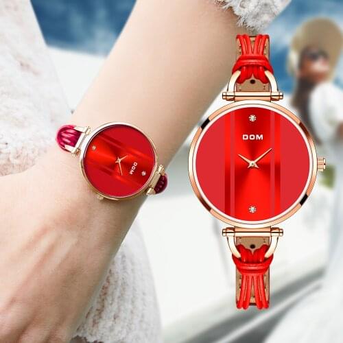 DOM Fashionable Simple Leisure Swimming Waterproof Girl Watch Beautiful popular style Womens Watch Watch Leather Quartz Watch