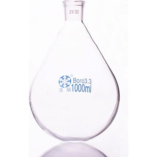 Flask eggplant shape,short neck standard grinding mouth,Capacity 1000ml and joint 29/32,Eggplant-shaped flask