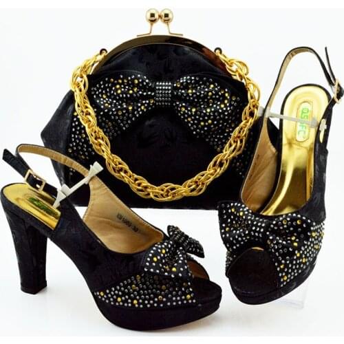 Hot Selling African Shoes And Bag Set Italian Design Matching Shoes And Bag Set Nigerian For Wedding Party in wine color