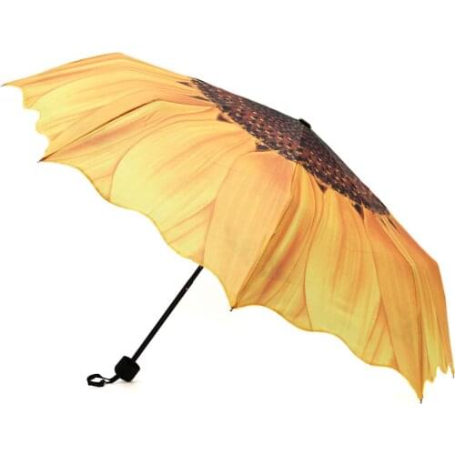 2019 Original 3D Sunflower Umbrella Women 24cm Three Folding Windproof Wasterproof Anti UV Parasol Sunny Rainy Womens Umbrella