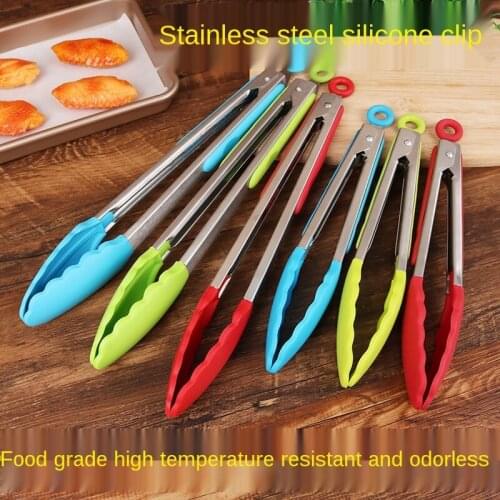 Kitchen Accessories Silicone Food Clip Bread /Steak/Barbecue Clip Stainless Steel Food Clip Cooking Clip Tool Kitchen Gadgets