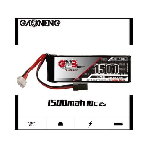 Gaoneng GNB 1500mAh 2S 6.4V 10/20C Lipo Battery With JR and Futaba Plug For FUTABA T16IZ Transmitter Remote Control RC Parts