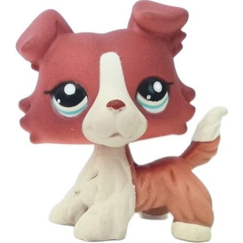 LPS CAT pet shop cute toys Rare Dog Collie #1542 brown white puppy doga blue eyes Christmas gift animal figure toys for children