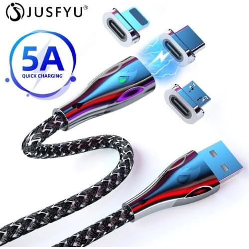 Magnetic Cable 5A Micro USB C Type-C Cable Super Fast Charging For iPhone Quick Charge For Huawei P30 Mate 30 Xiaomi Magnet Cord