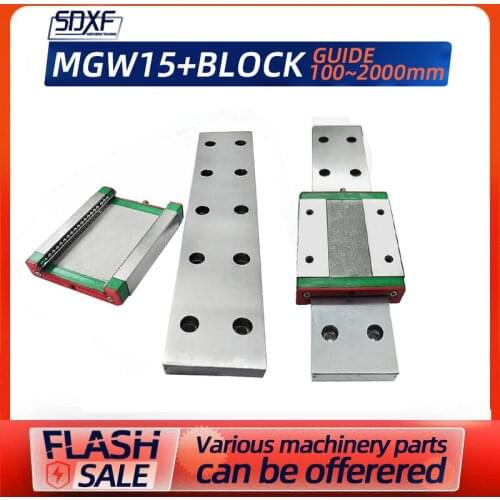 One pieces of miniature guide rails MGW15-100mm-2000mm, factory direct sales, with 1/2pieces of MGW15C/MGW15H sliders