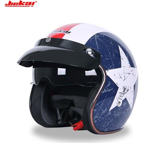Motorcycle Vintage sun visor helmet 3/4 Open Face Helmets Casco Moto Jet Scooter Bike Helmet Retro approved Casque Motociclismo