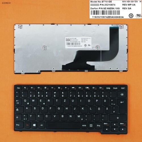German QWERTZ New Replacement Keyboard for Lenovo Yoga 11S Laptop Black with Frame