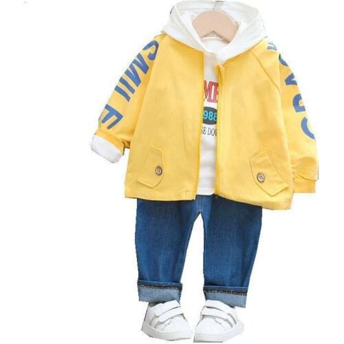 New Autumn Toddler Boys Clothes Suits Baby Kids Clothing Children Letter Coat Hooded T Shirt Pants 3Pcs/Sets Infant Tracksuits