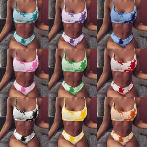 Womens New Fashion Tie Dye Gradient Bikini, Summer Classic Close Fitting, Comfortable And Sexy,Gathering Popular Split Swimsuit