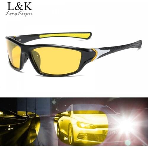 LongKeeper Night Vision Glasses Men Polarized Yellow Lens Anti-glare Goggles Night Driving Sunglasses Male UV400 Driver Eyewear