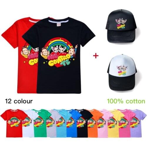 Baby Boys Clothes Cotton Cartoon Me Contro Te Print Summer Short Sleeve T Shirts+Hat Set Girls Tops Clothes Active Clothing Cap