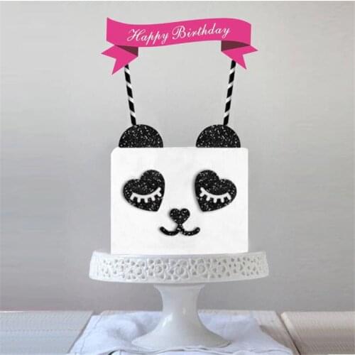 Omilut Panda Birthday Party Cake Decoration Childrens Party Decoration Baby Shower Girl/Boy Decoration Supplies