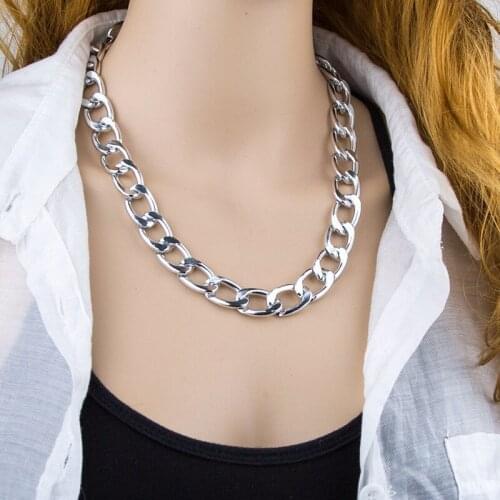 Basic Punk Stainless Steel Necklace for Men Women Cuban Link Thick Chain Chokers Vintage Hip Hop Solid Metal Fashion Jewelry New