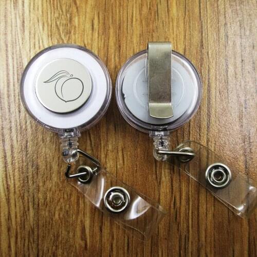 Peach ID Badge Reel gift for him/her friend family retractable recoil id badge holder work fun