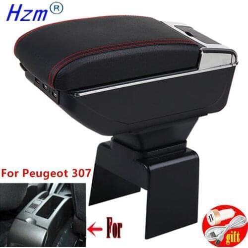 For Peugeot 307 armrest box For Peugeot 307 Arm Rest Car Armrest Storage Box Central Storage Container with USB LED light