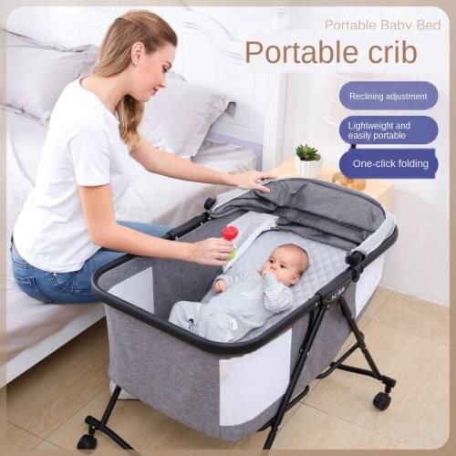 Movable Portable Baby Crib Cradle Mosquito Net Newborn Infant Bed Multifunction Baby Shaker Baby Cot With Wheel