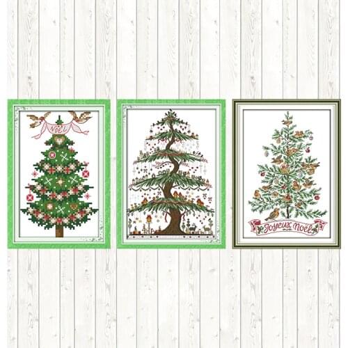 Christmas Tree Counted Embroidery Kit 14ct Cross Stitch Kit Christmas Gift 11ct Printed on Canvas DMC DIY Needlework Hand Crafts