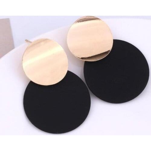 Creative Double Round Stud Earrings For Women Earing Earings Jewelry Earring Brincos Street Snap Gold Black Color Earrings Gift