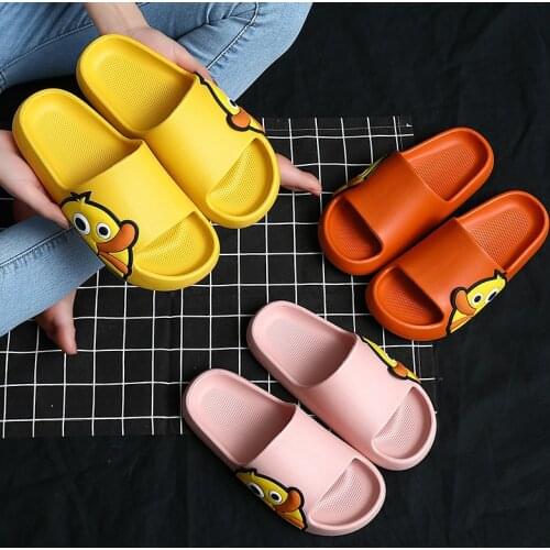 Women Men Summer Flip Flops Beach Non-slip Slide Sandals Cartoon Duck Platform Thick Sole Slippers Ladies Couples Bathroom Shoes