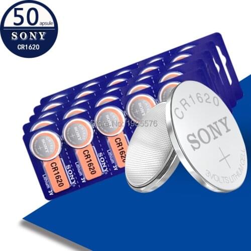 Sony cr1620 50pcs 3v button cell coin lithium batteries for watch car toy ECR1620 LM1620 DL1620 5009LC KCR1620 BR1620