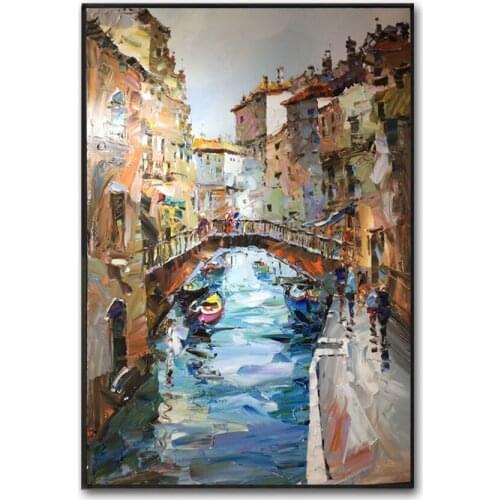 Oil painting Street view of Venice Modern Abstract painting art hand painted Canvas Painting art Unique design 2020041604