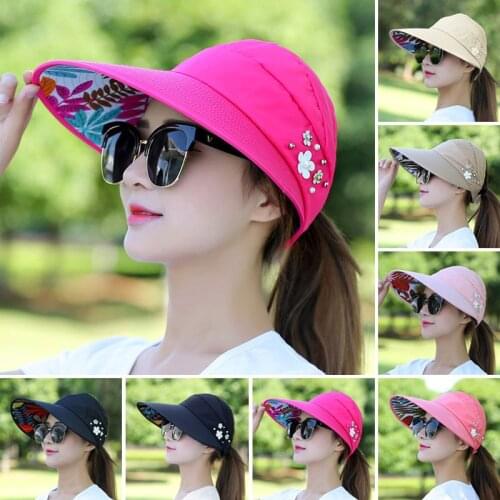 Outdoor Foldable Sunscreen Caps Women Lady Sunhat Beach Hat UV Protection Anti-UV Casual Visors