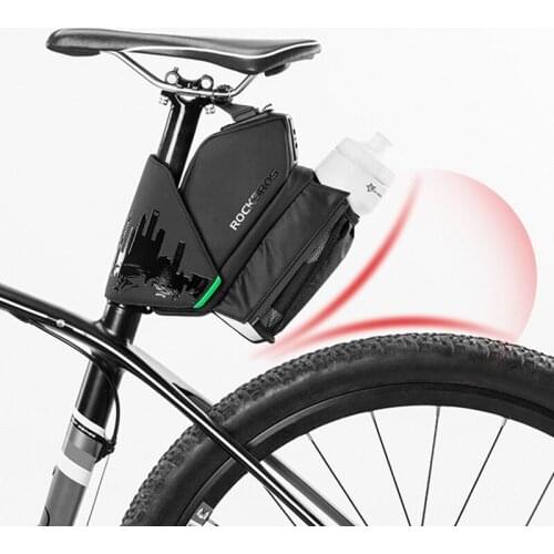 Bike Saddle Bag With Water Bottle Pocket Waterproof Reflective MTB Bicycle Portable Seatpost Tail Bag Bike Accessories