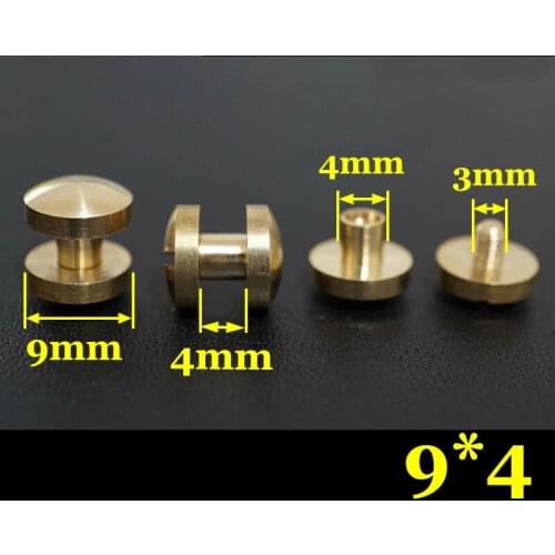 50pc Q3-9x4 Solid Brass belt screw Chicago Screw Leathercraft
