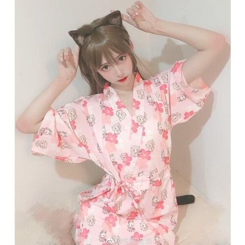 Japanese Sakura Rabbit Tracksuit Cute Girl Japanese Style Pyjamas Loose Comfortable Women Sleepwear Sexy Sleepwear