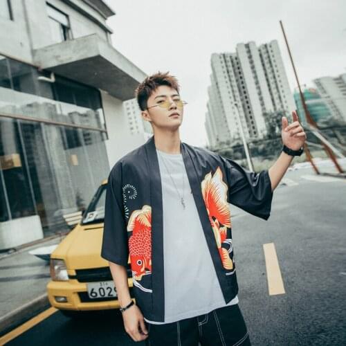 Ymwmhu Summer Mens Shirts Open Stitch Vintage Printing Short Sleeve Loose Japan Clothes Casual Shirts Men Camisa Masculina