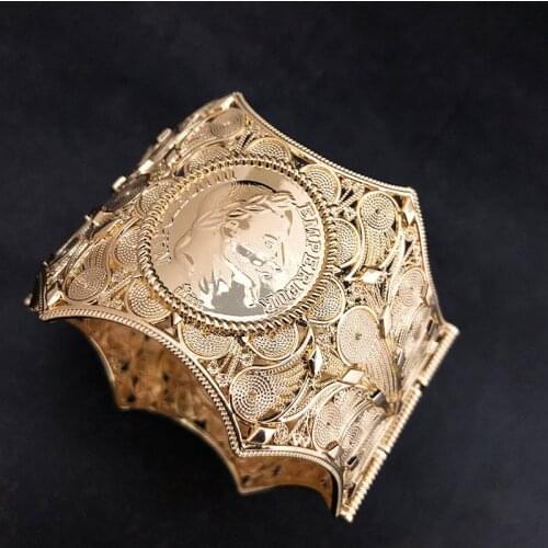 Irregular Gold Color Bangles For Women French Jewelry Coin Bracelets Bridal Bracelets Bangles Design Algerian Caftan Bracelet