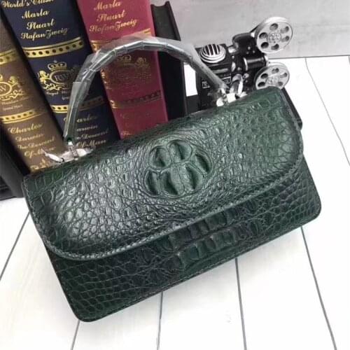 CHIC Designer Genuine Alligator Skin Lady Flap Purse Female Small Handbag Exotic Real Crocodile Leather Women Cross Shoulder Bag