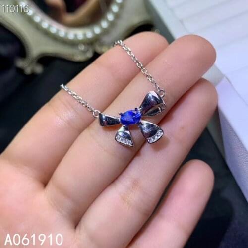 KJJEAXCMY boutique jewelry 925 sterling silver inlaid Natural sapphire Womens pendant necklace supports detection popular