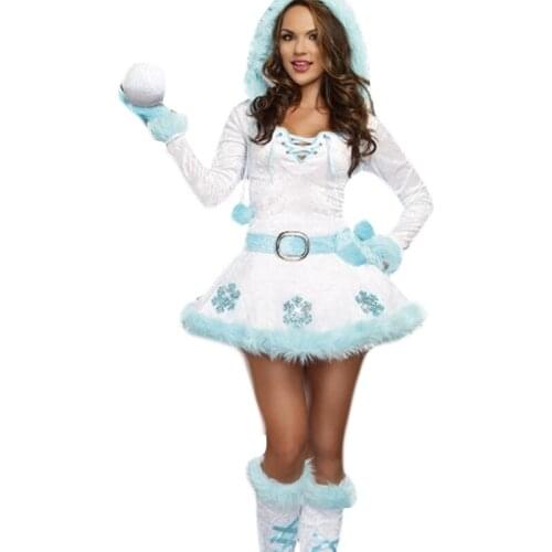 Halloween cosplay deguisement Women Christmas Dress Snowman Christmas clothes Sexy Hoode for Lady Erotic costumes for role-play