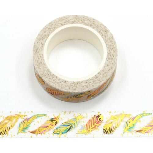 1PC 15MM*10M Foil Golden feather Decorative Washi Tape Scrapbooking Masking Tape School Office Supply stationery washi tape
