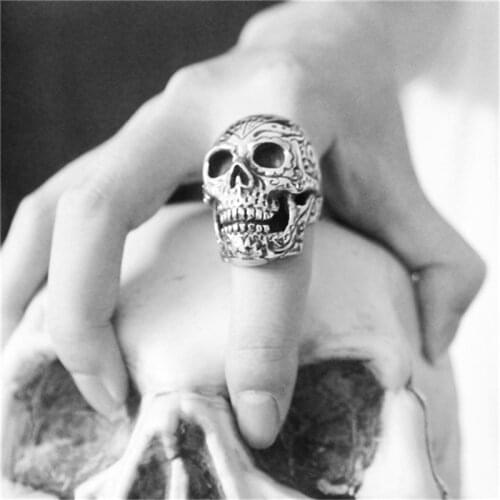 1pc Newest Cool Huge Skull Ring 316L Stainless Steel Jewelry Punk Style Evil Skull Ring